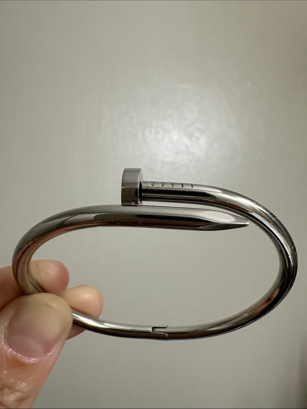 Cartier-inspired Silver Nail-Style Cuff Bracelet